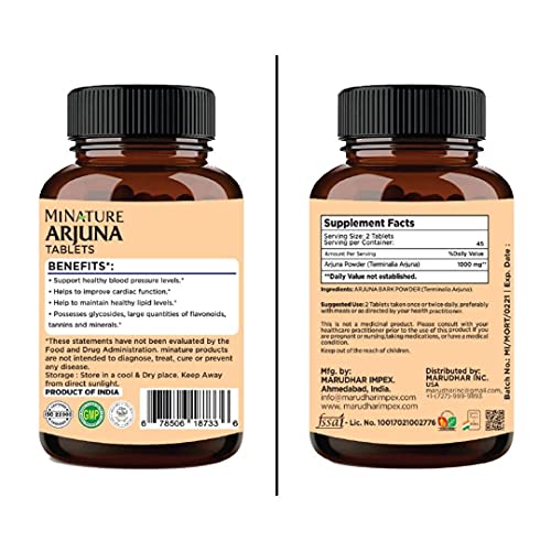 Arjuna Tablets by mi Nature -90 Tablets, 1000mg Multivitamins & Minerals supps247