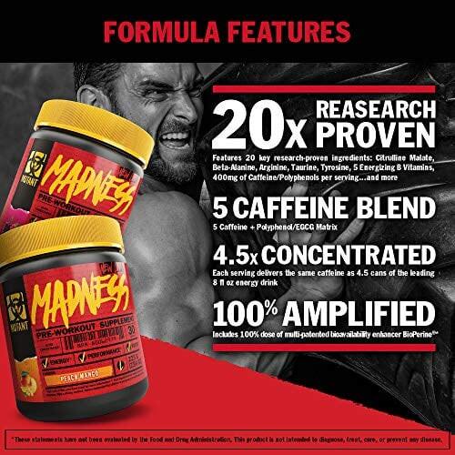 Mutant Madness Sugar-Free Pre-Workout Powder Back to results supps247