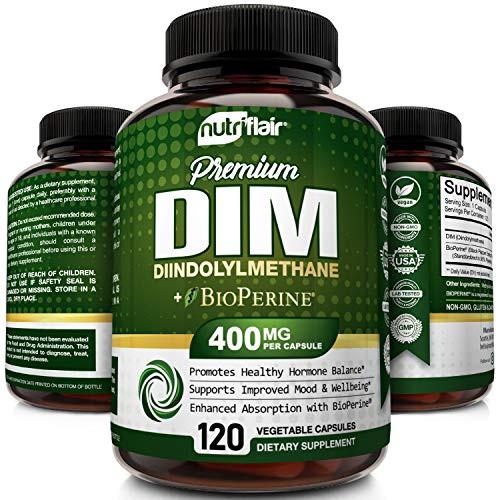 NutriFlair DIM Supplement 400mg with Bioperine, 120 Capsules Test booster , Libido Booster supps247