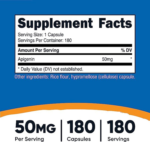 Nutricost Apigenin 50mg, 180 Capsules General Nutricost