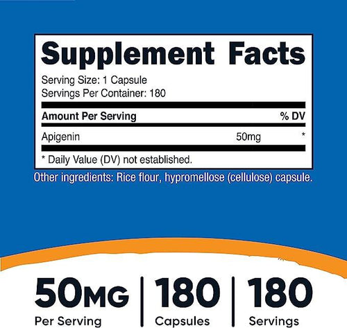 Nutricost Apigenin 50mg, 180 Capsules General Nutricost