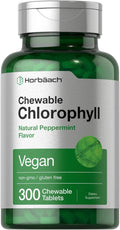 Chlorophyll Tablets | 300 Chewables | Natural Peppermint Flavor by Horbaach