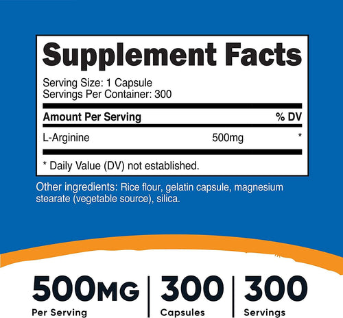 Nutricost L-Arginine 500mg, Amino Acid Tablets (300 capsules) Back to results supps247