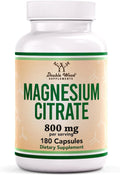 Magnesium Citrate Capsules 180 Capsules (Citrato de Magnesio) 800mg Servings by Double Wood
