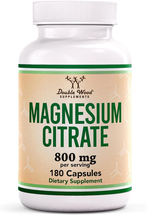 Magnesium Citrate Capsules 180 Capsules (Citrato de Magnesio) 800mg Servings by Double Wood General Not specified
