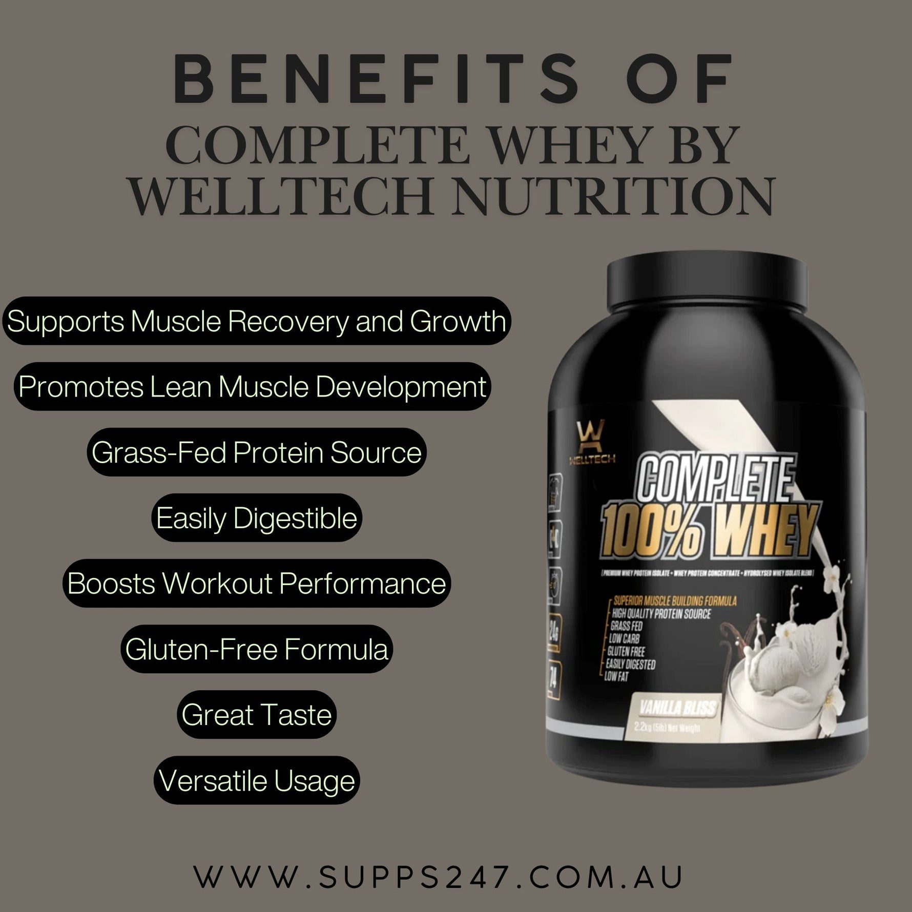 Benefits of Complete Whey by Welltech Nutrition.