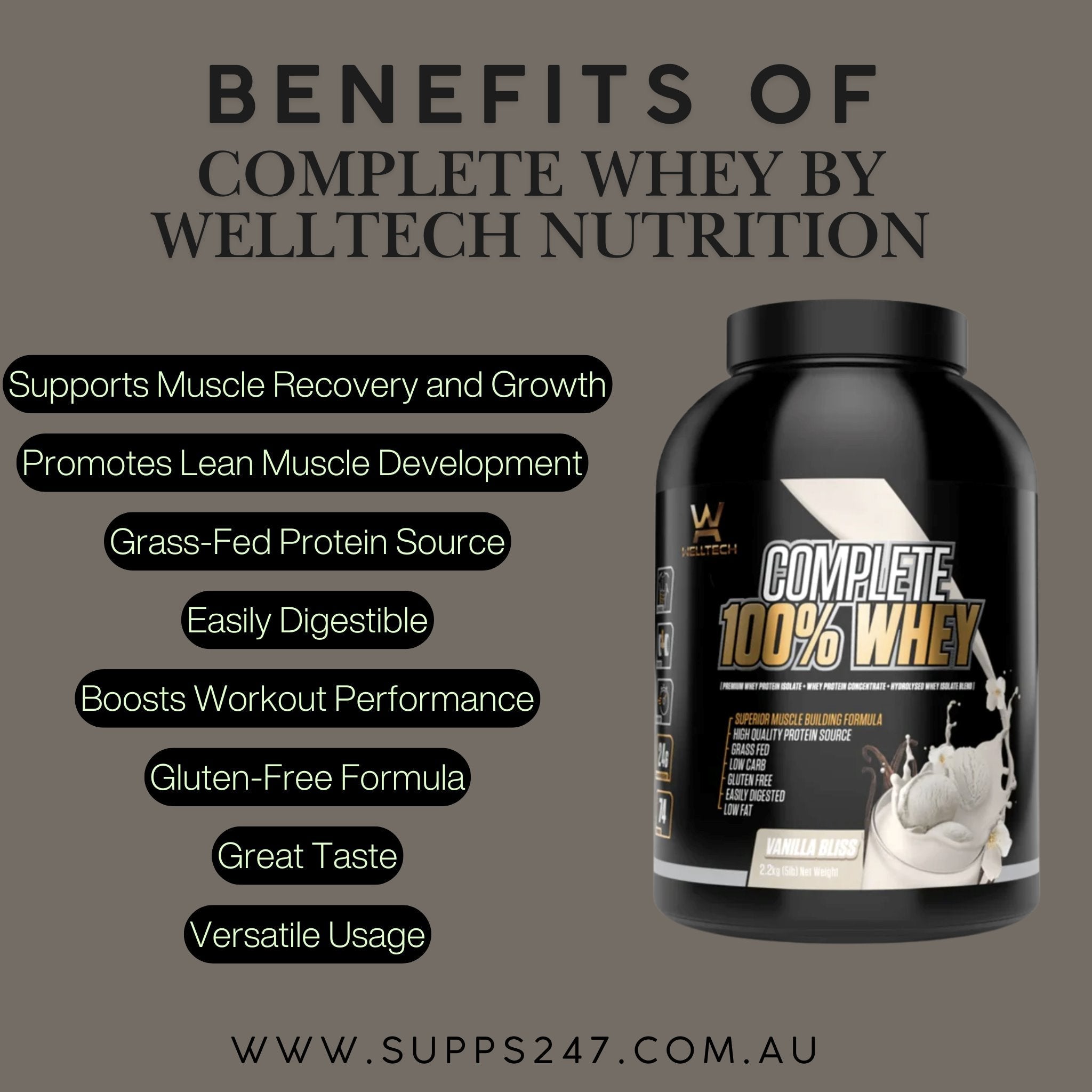 Benefits of Complete Whey by Welltech Nutrition.