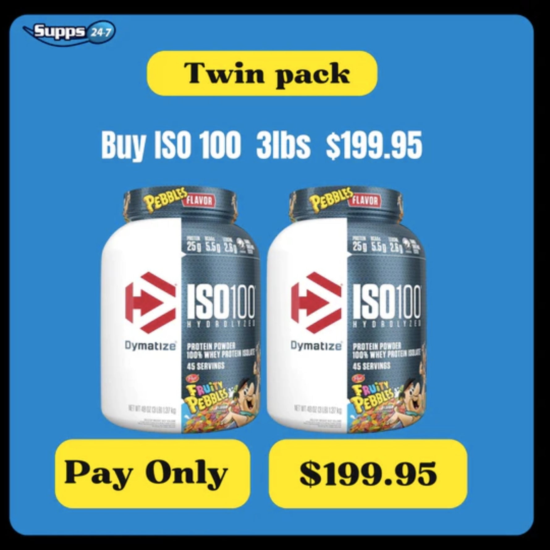 Unleash the Power of Protein with ISO 100 by Dymatize - Fruity Pebbles Flavor, Twin Pack