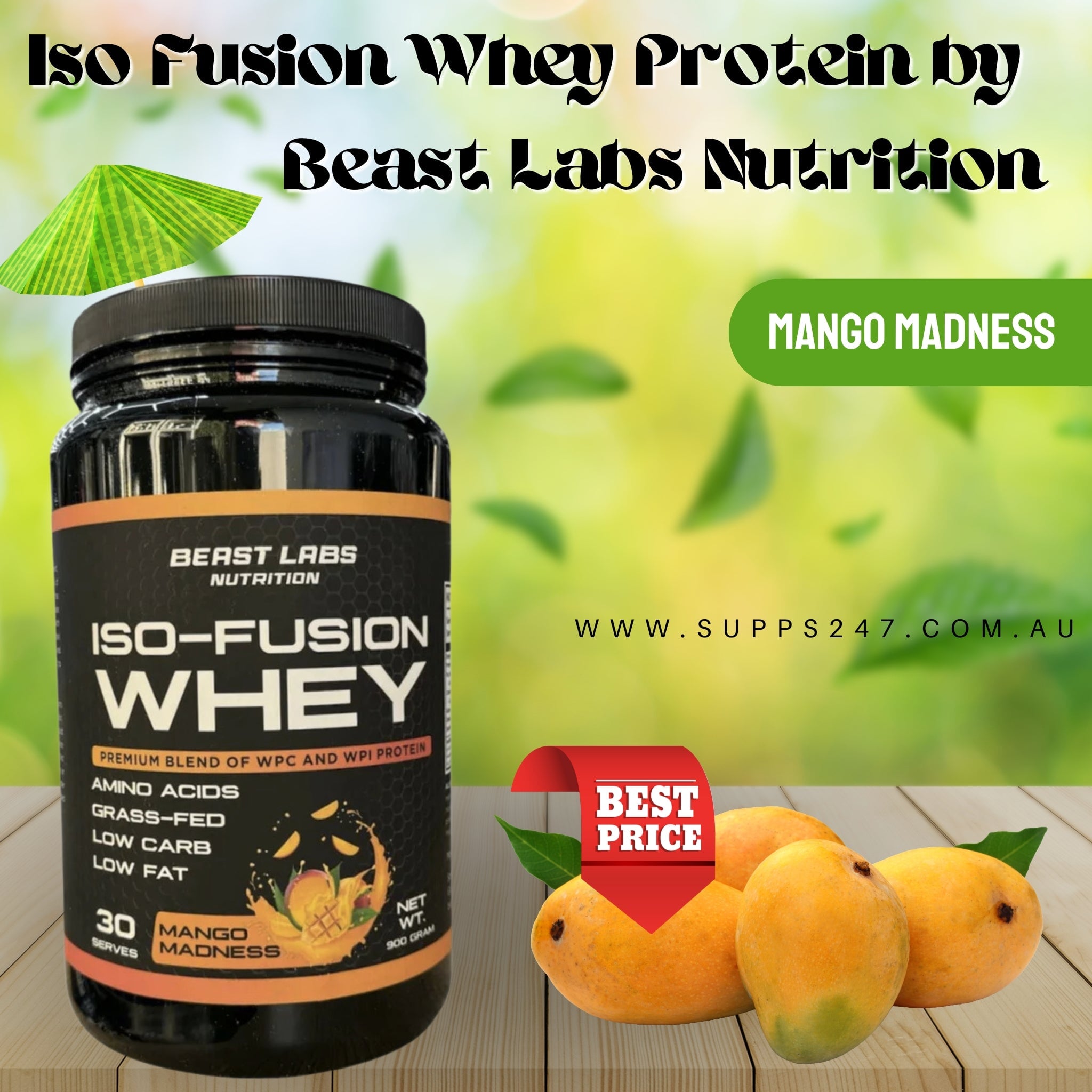Unleash the Taste of Summer with Mango Madness Protein – Only at Supps247! 🥭💪.