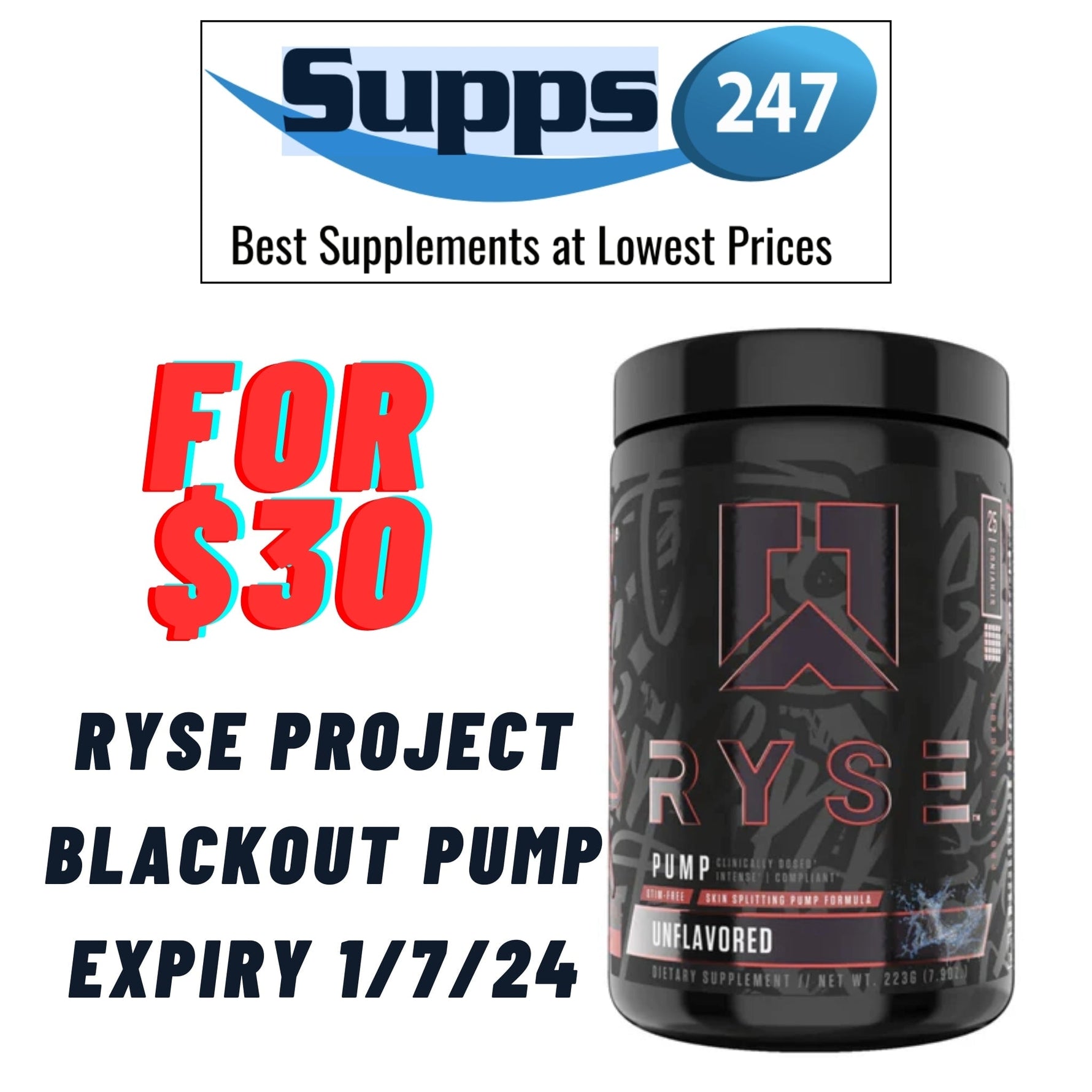 Unleash Unmatched Muscle Pumps with RYSE PROJECT BLACKOUT PUMP: Now Just $30 at Supps247.