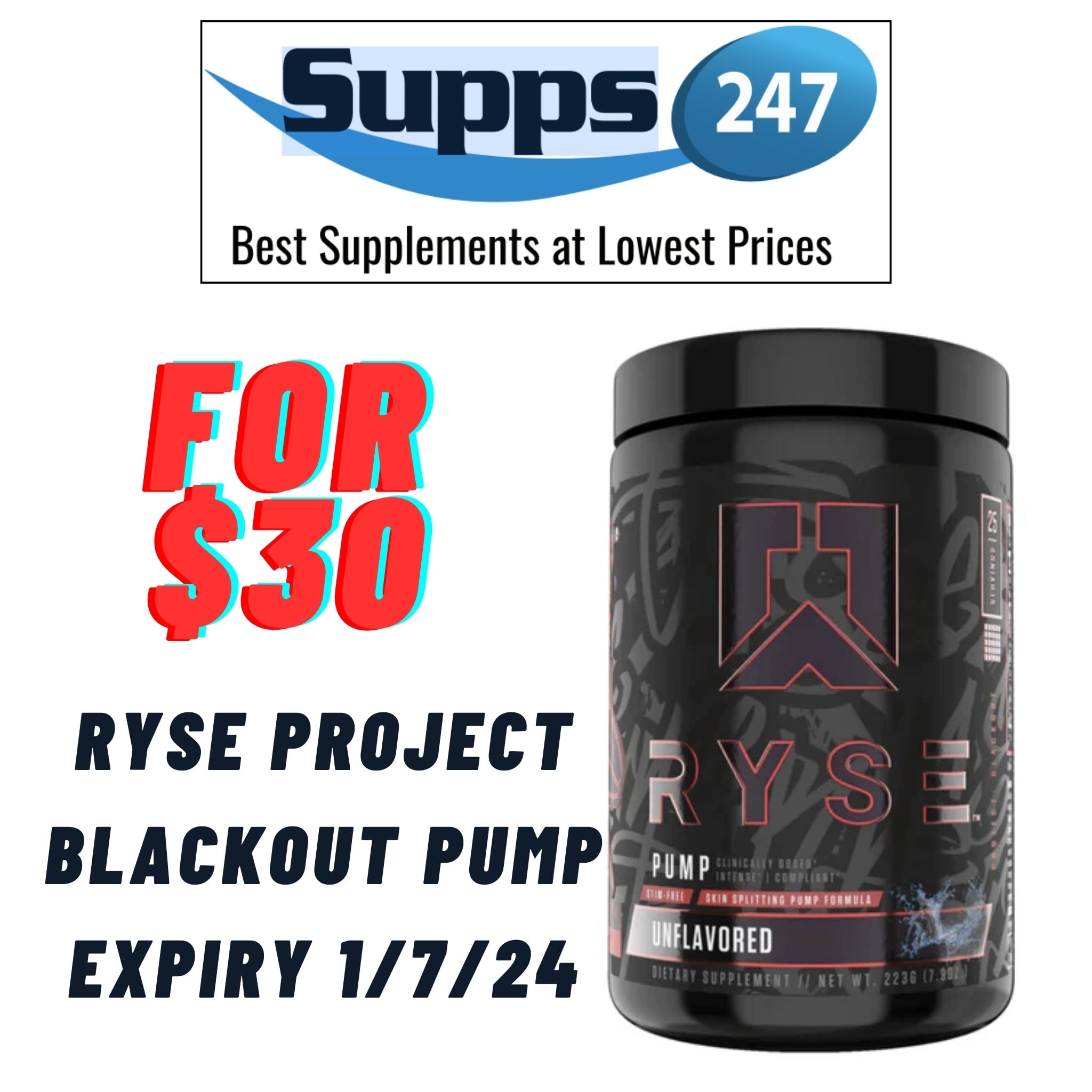 Unleash Unmatched Muscle Pumps with RYSE PROJECT BLACKOUT PUMP: Now Just $30 at Supps247.