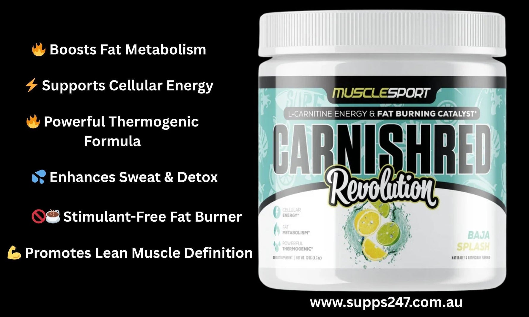 🔥 Unleash Fat-Burning Power with MuscleSport CARNISHRED Revolution – Now at Supps247.