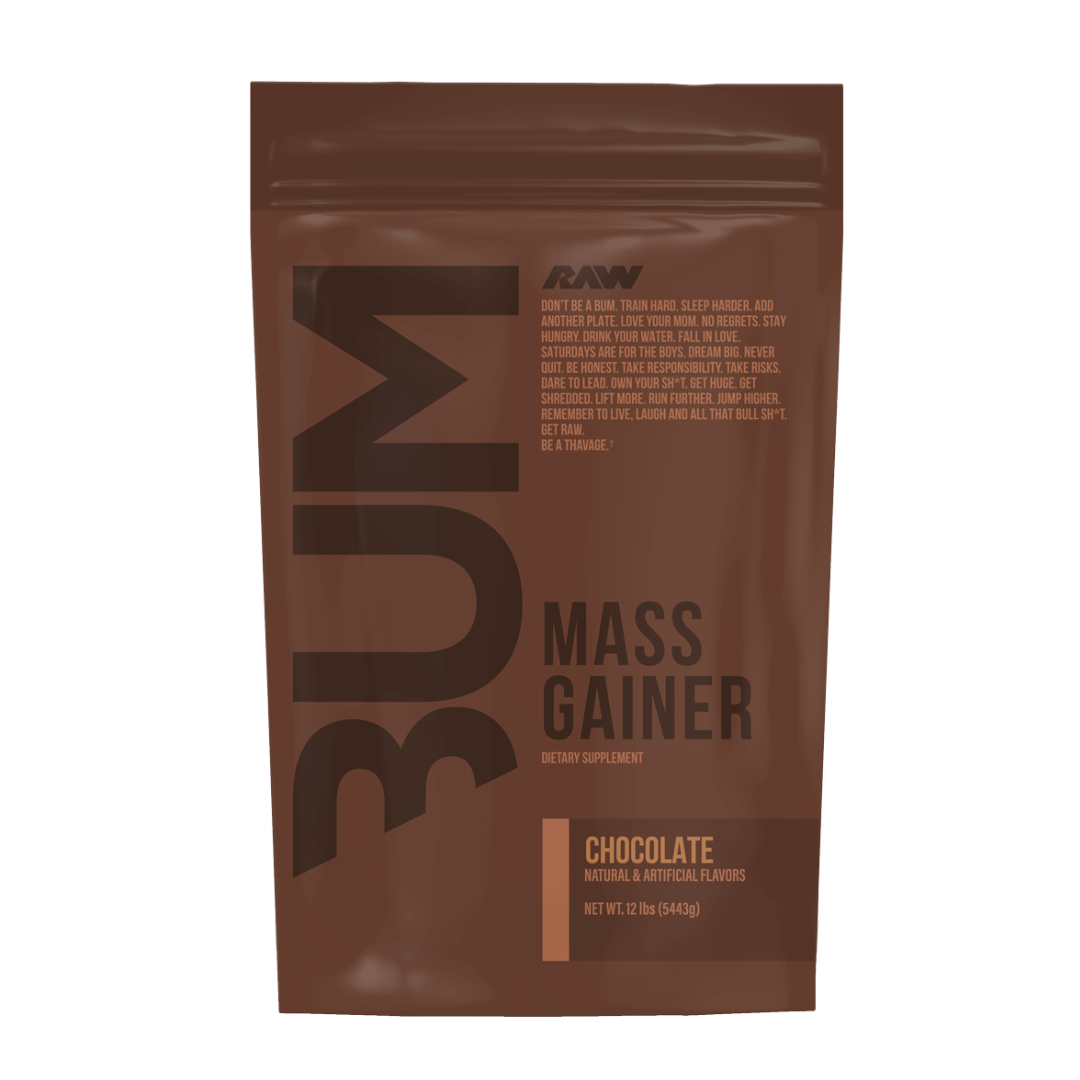 CBUM Mass Gainer by RAW Nutrition bag compared with Serious Mass and Mass Tech Extreme 2000
