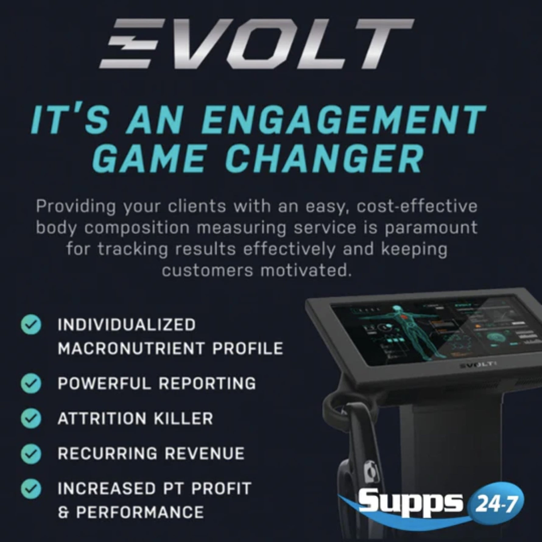 40 Measurements in 60 Seconds with Evolt Body Composition Analysis at Supps247.