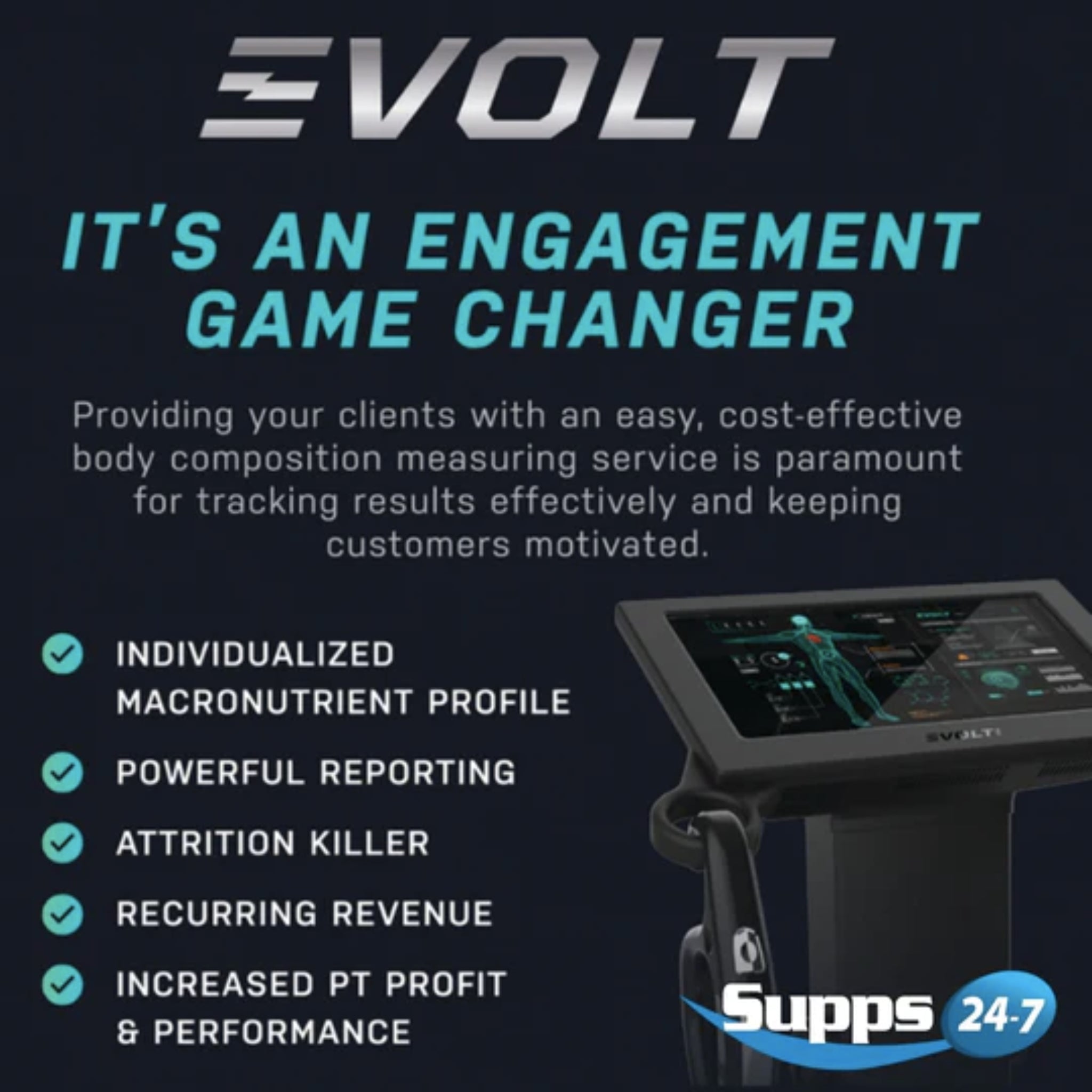 40 Measurements in 60 Seconds with Evolt Body Composition Analysis at Supps247.