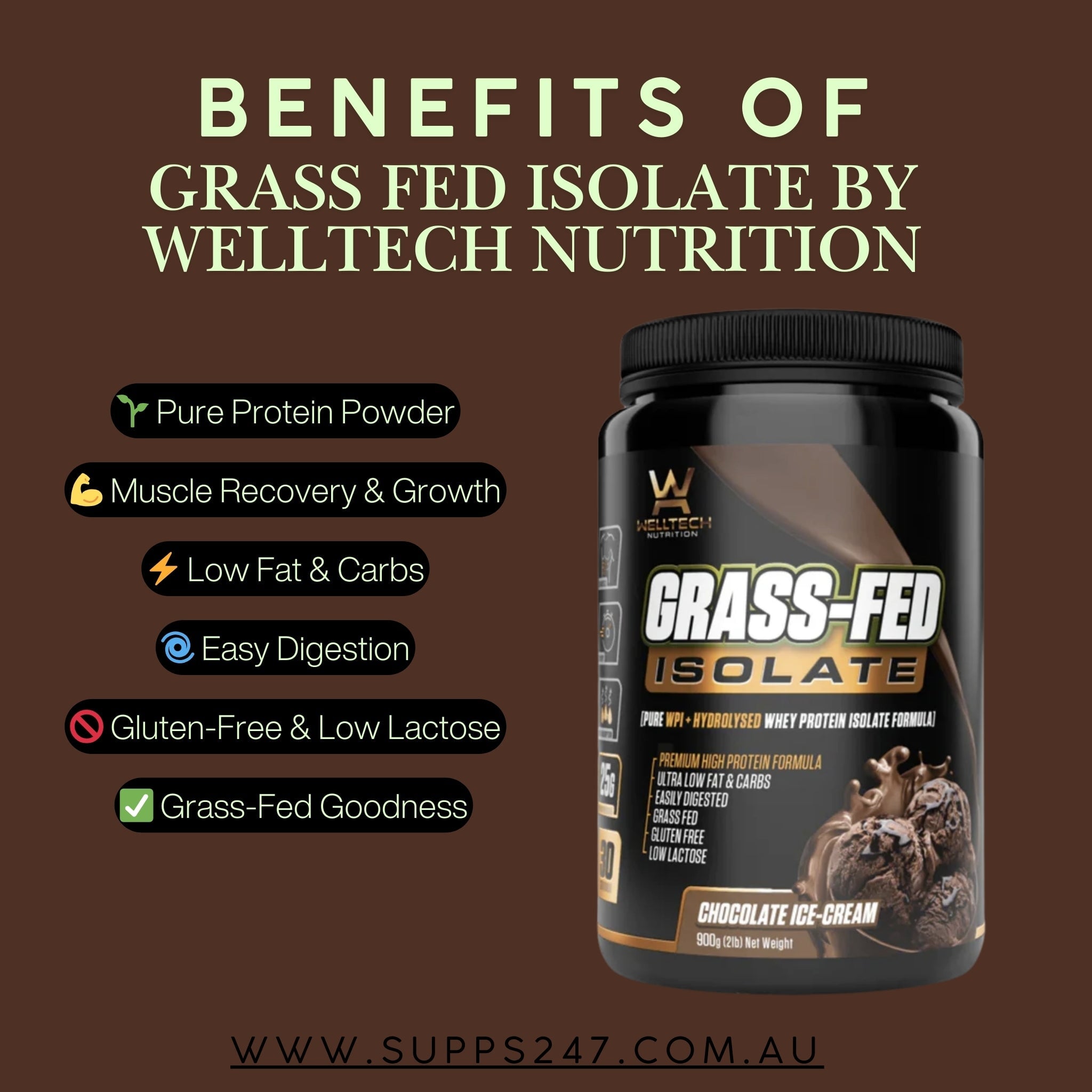 Benefits of Grass-Fed Isolate by Welltech Nutrition.