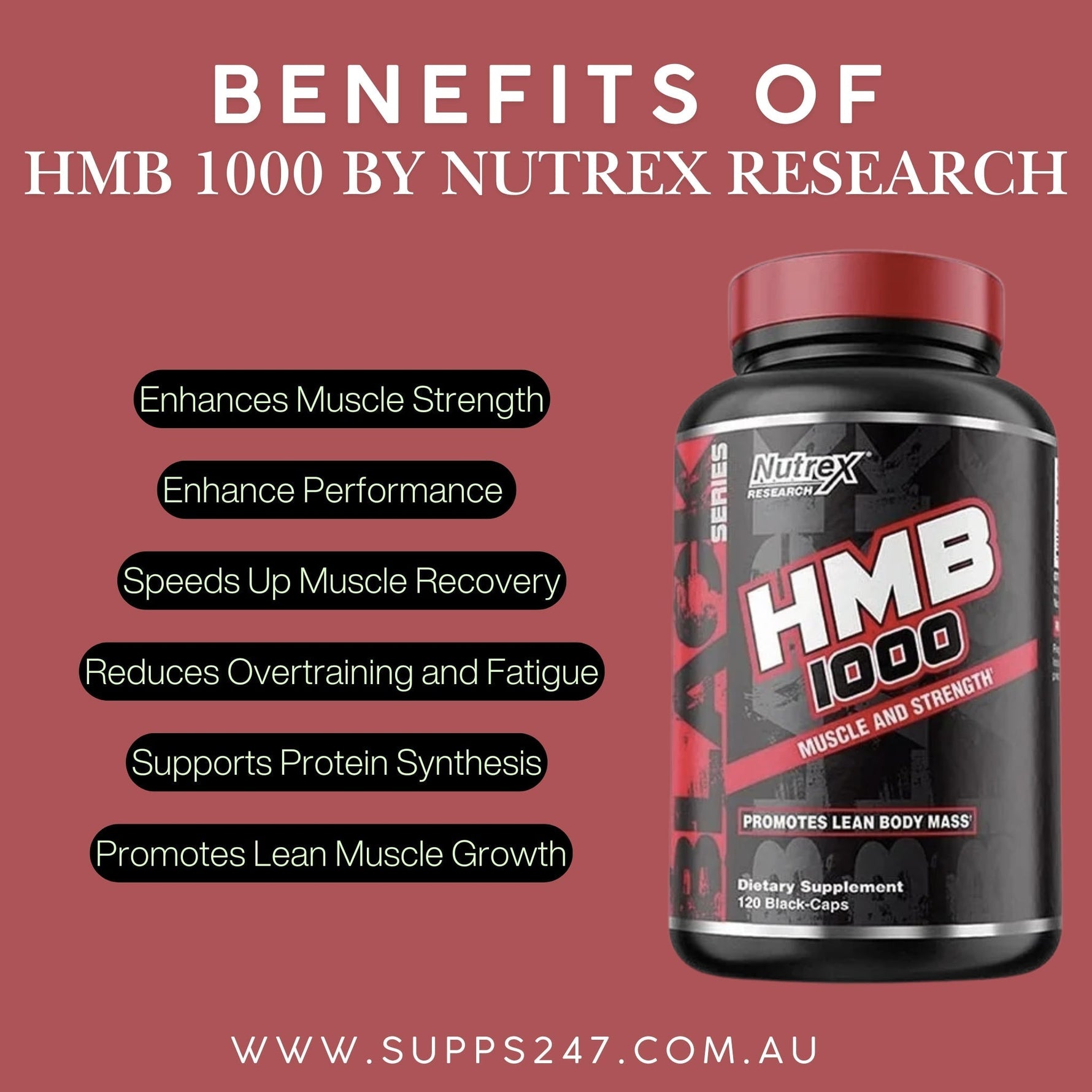 Maximize Muscle Growth with HMB 1000 by Nutrex Research – Available at Supps247
