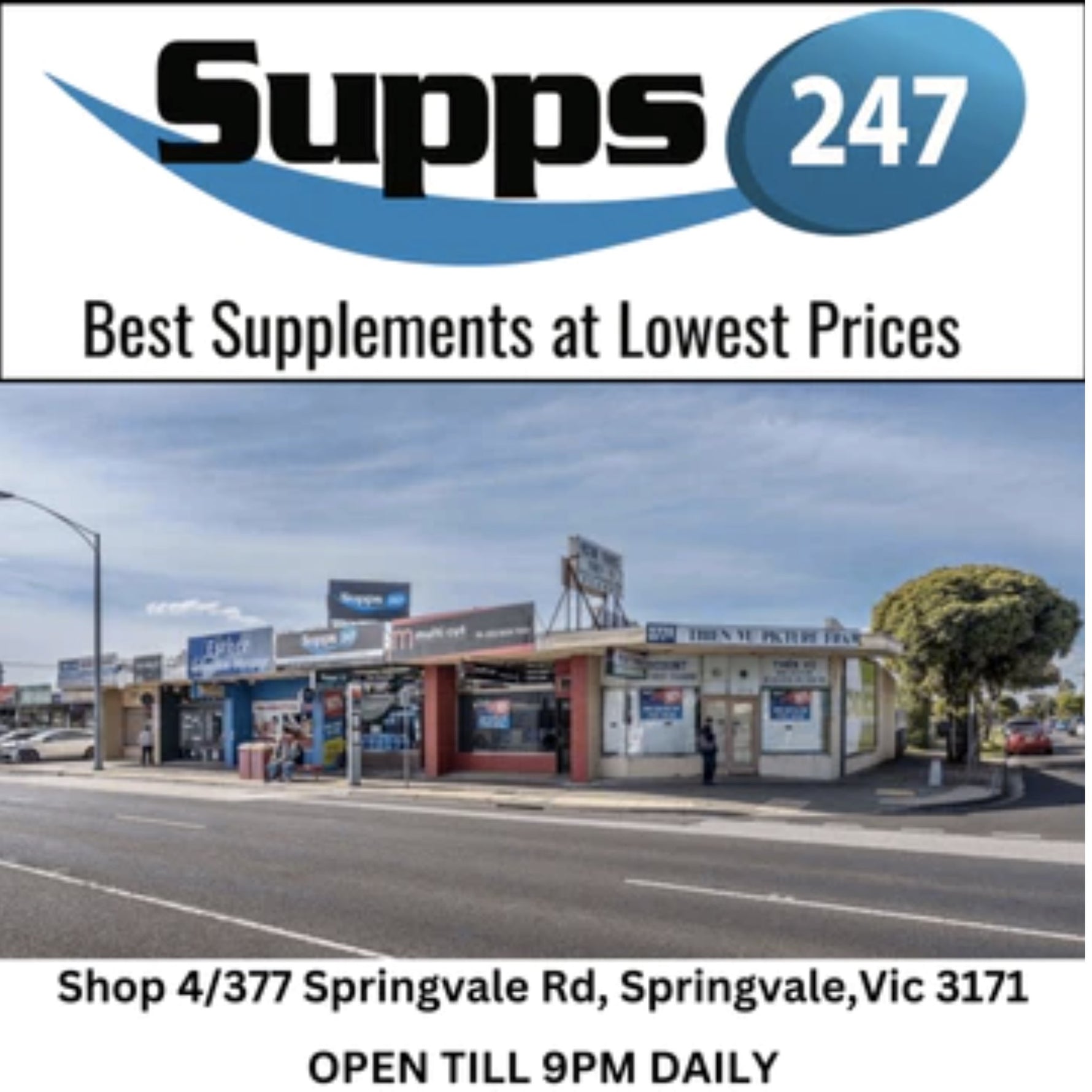 Supps247: Your Convenient Protein Shop Open from 9 AM to 9 PM