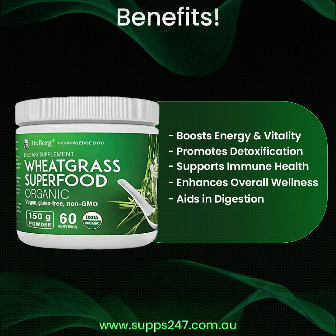 🌿 Dr. Berg’s Wheatgrass Superfood – Organic | Now Available at Supps247!.