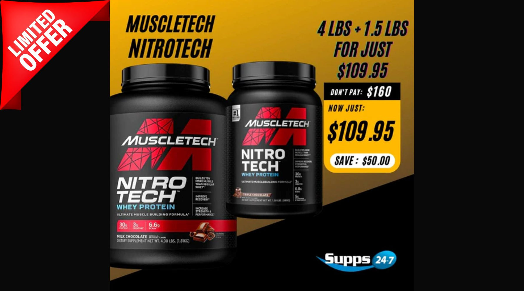SPECIALS - NitroTech Whey Protein Isolate 4lbs + 1.5lbs.