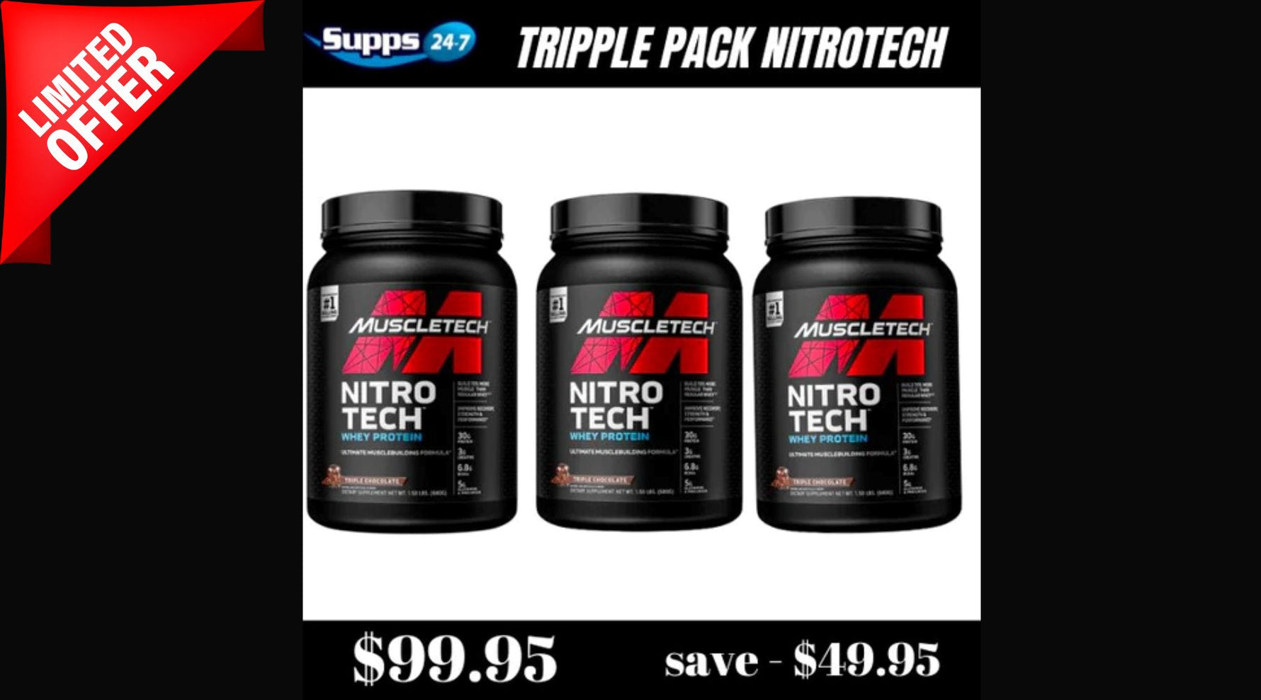 SPECIALS - Nitrotech 1.5lb By Muscletech - 3 for $99.