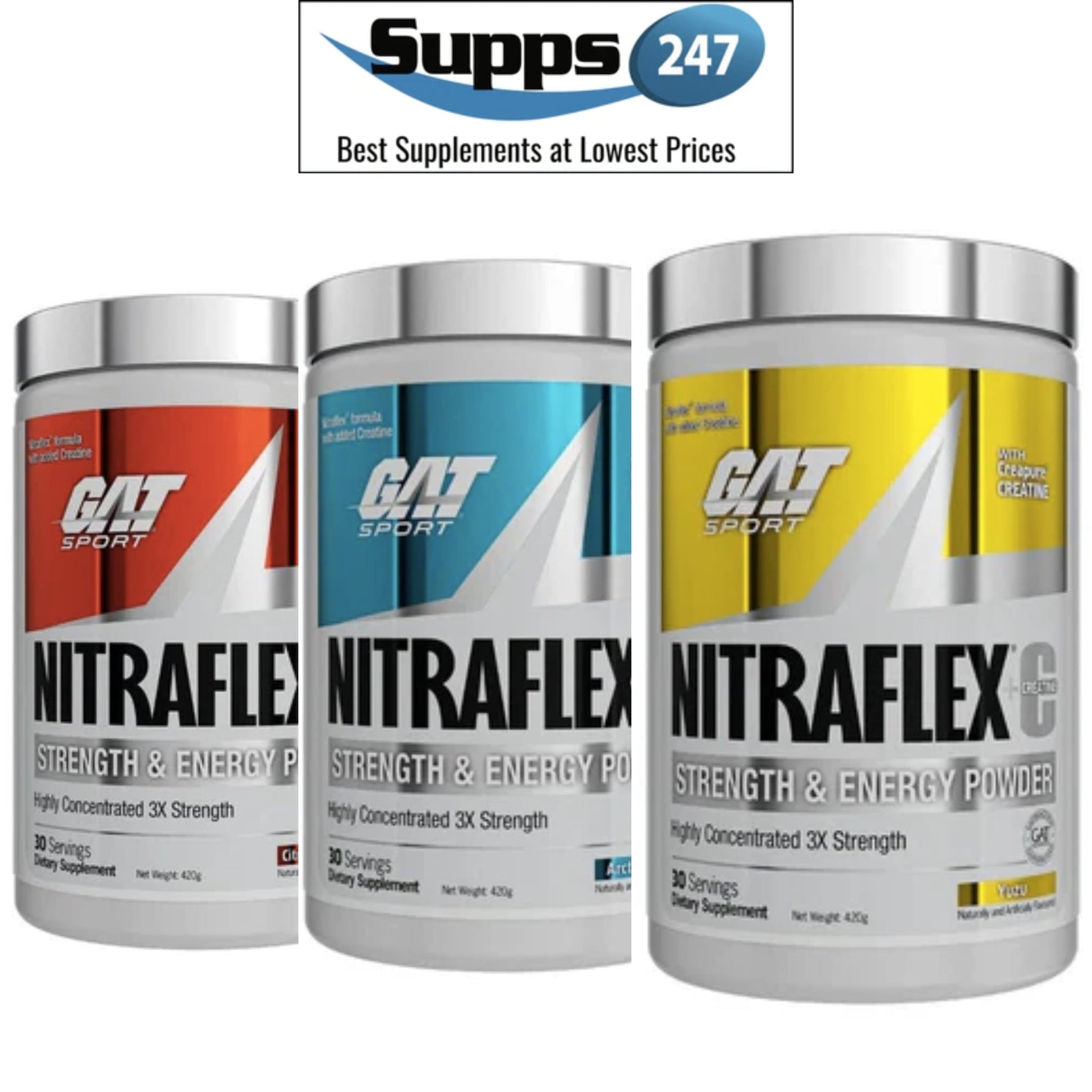 Supercharge Your Workouts with GAT Sport Nitraflex + Creatine: Available in 3 Refreshing Flavors at Supps247.