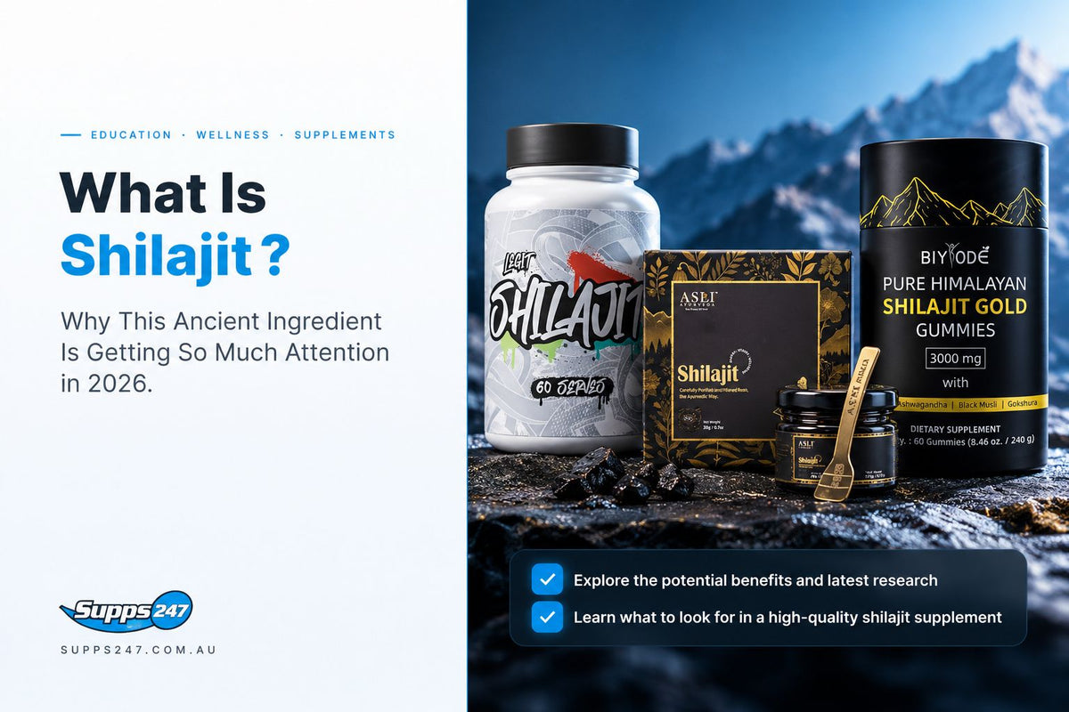 Shilajit products on a Himalayan backdrop: Legit Supps capsules, Asli Ayurveda resin and Shilajit Gold gummies
