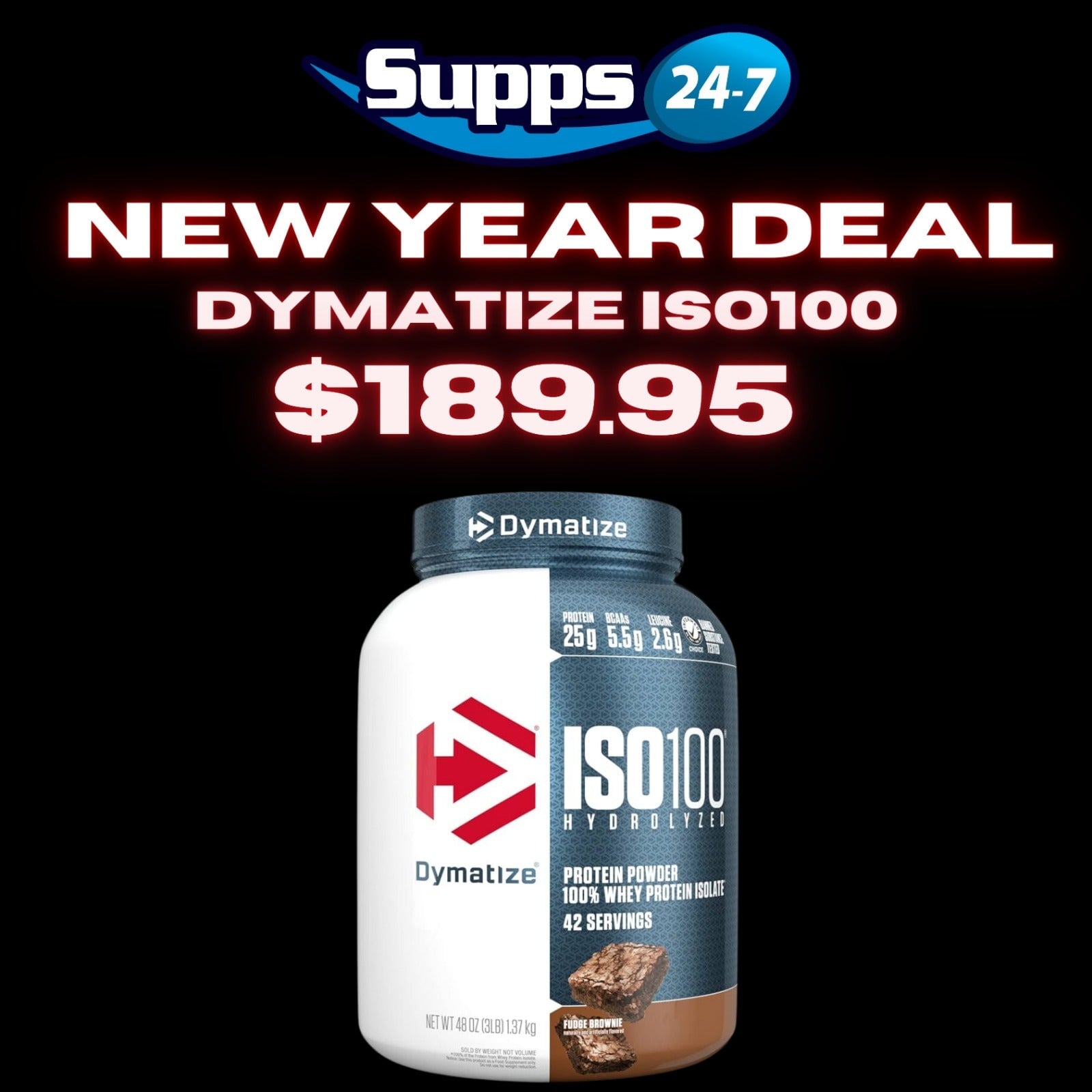 Dymatize ISO100 Hydrolyzed Whey Protein Isolate 5LB: New Year Special at Supps247.