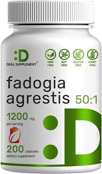 DOUBLE STRENGTH Fadogia Agrestis Extract 1200mg Per Serving, 200 Capsules 50:1 Extract