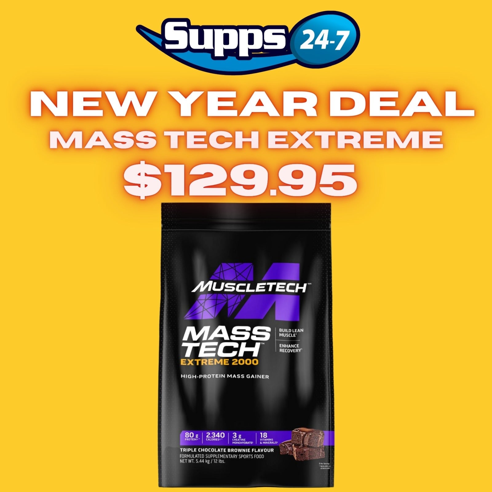 MuscleTech Mass Tech Extreme 2000: The New Year's Ultimate Mass Gainer at Supps247.