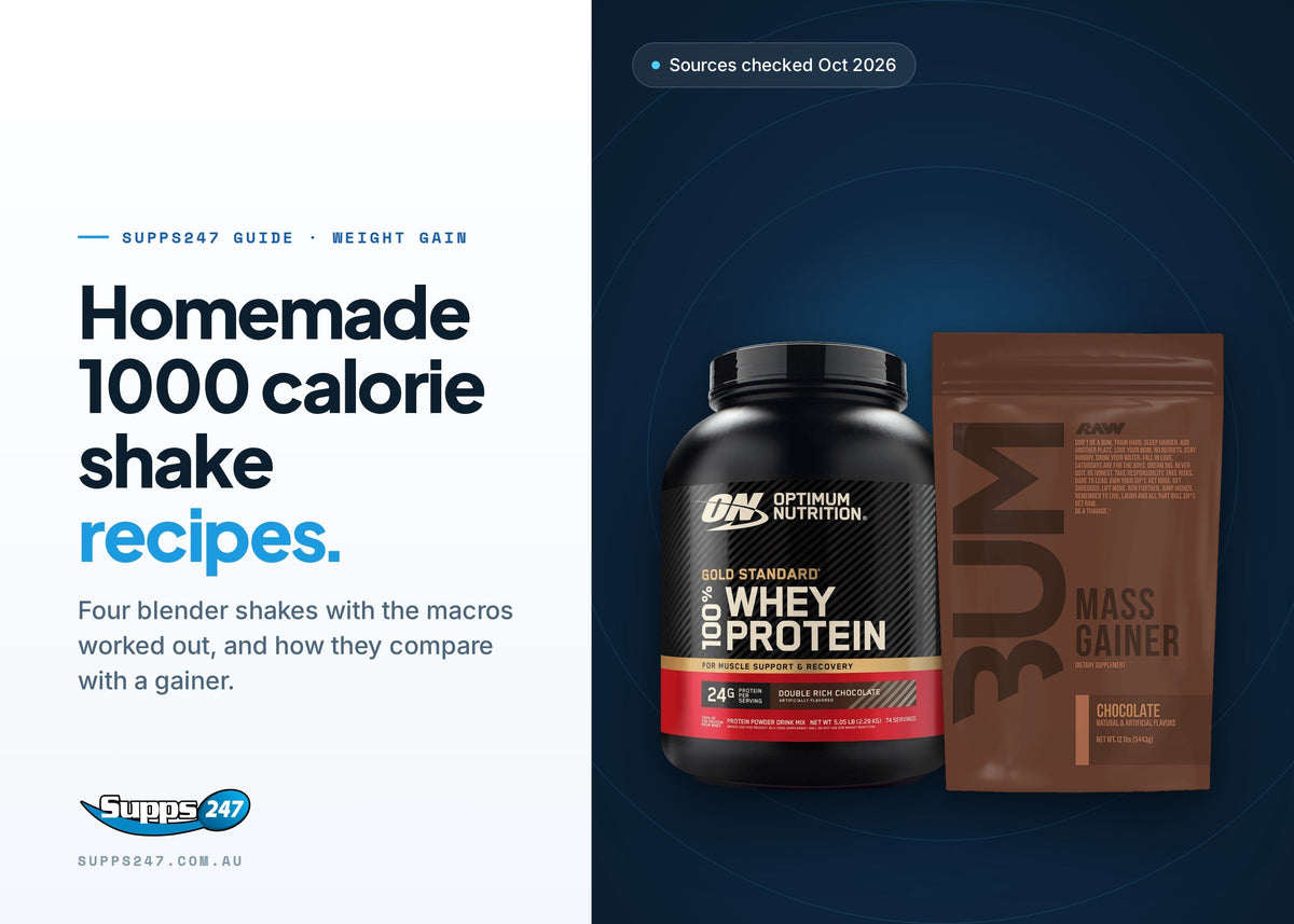1000 Calorie Shake Recipes: 4 Homemade Gainer Shakes, Supps247 guide cover