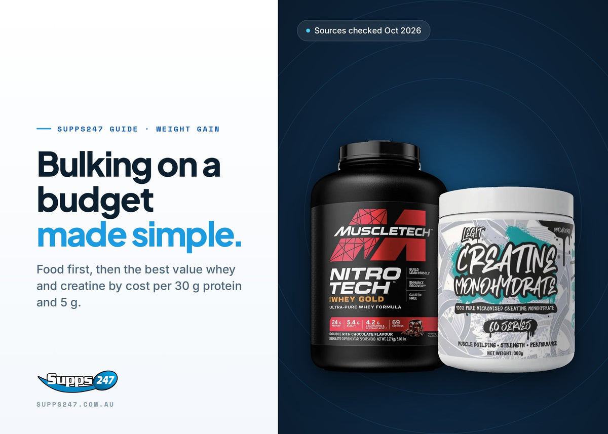 Bulking on a Budget: Best Value Muscle Supplements, Supps247 guide cover