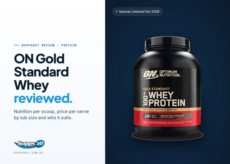 Optimum Nutrition Gold Standard Whey Review (Australia): Flavours, Price per Serve and Who It Suits