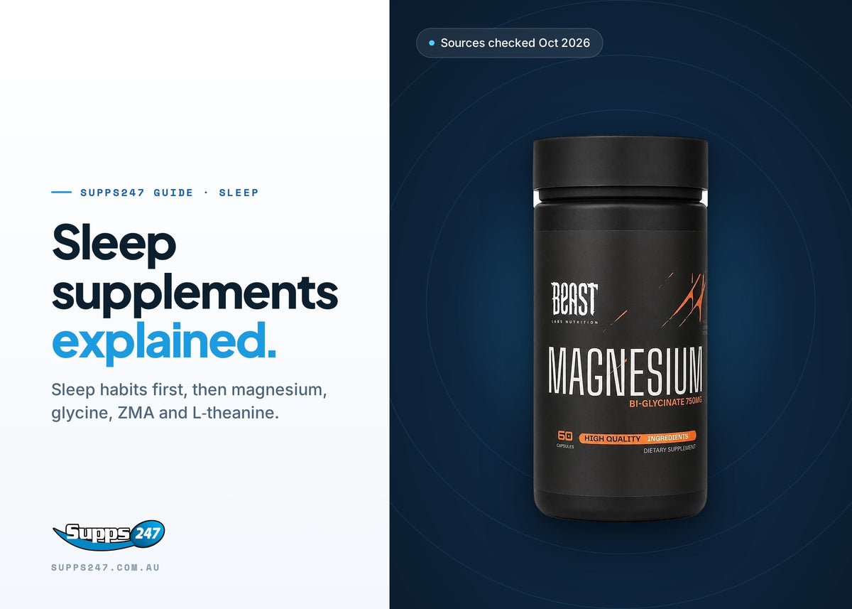 Sleep Supplements in Australia: Magnesium, Glycine, ZMA and L-Theanine, Supps247 guide cover