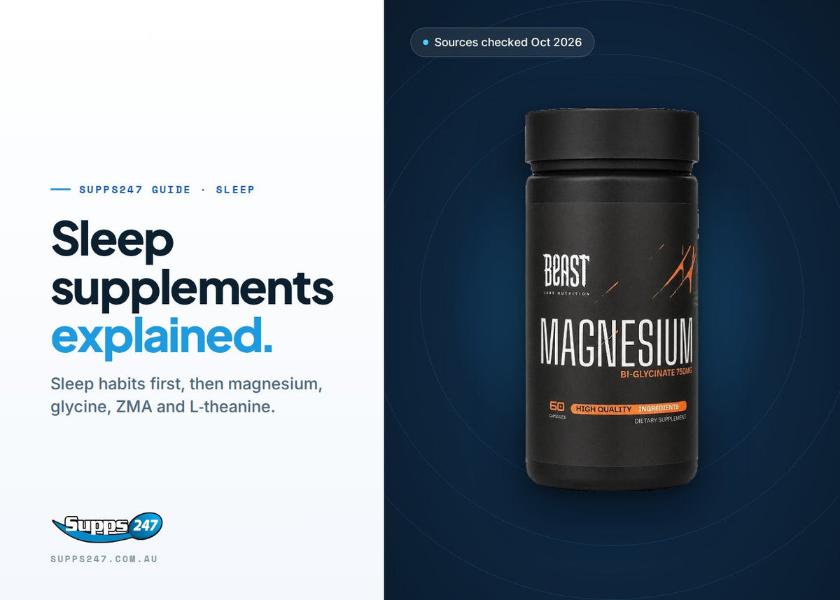 Sleep Supplements in Australia: Magnesium, Glycine, ZMA and L-Theanine, Supps247 guide cover