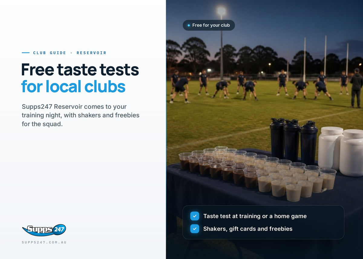 Free supplement taste test for local sports clubs near Supps247 Reservoir