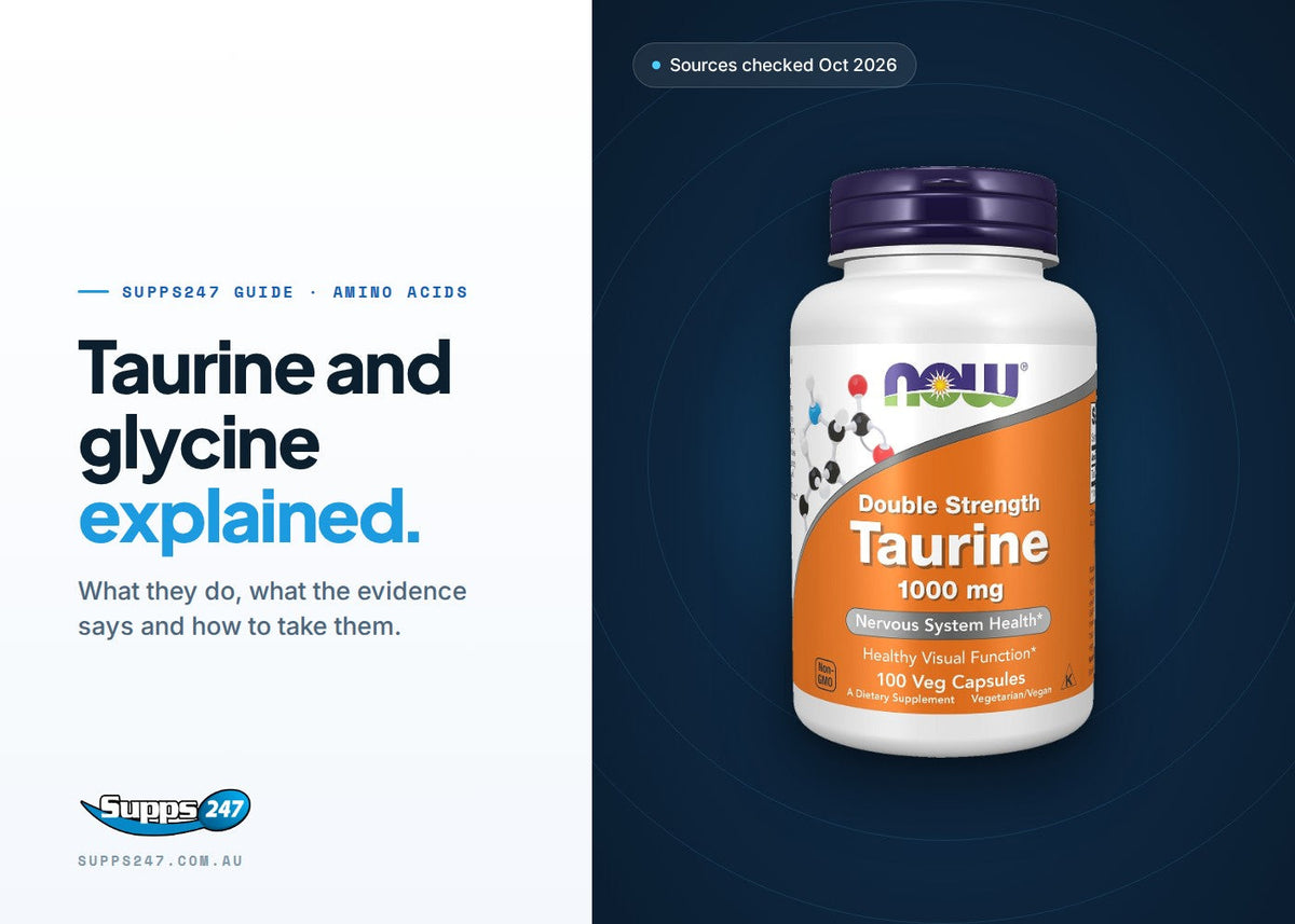 Taurine and Glycine Explained: What They Do and How to Take Them, Supps247 guide cover