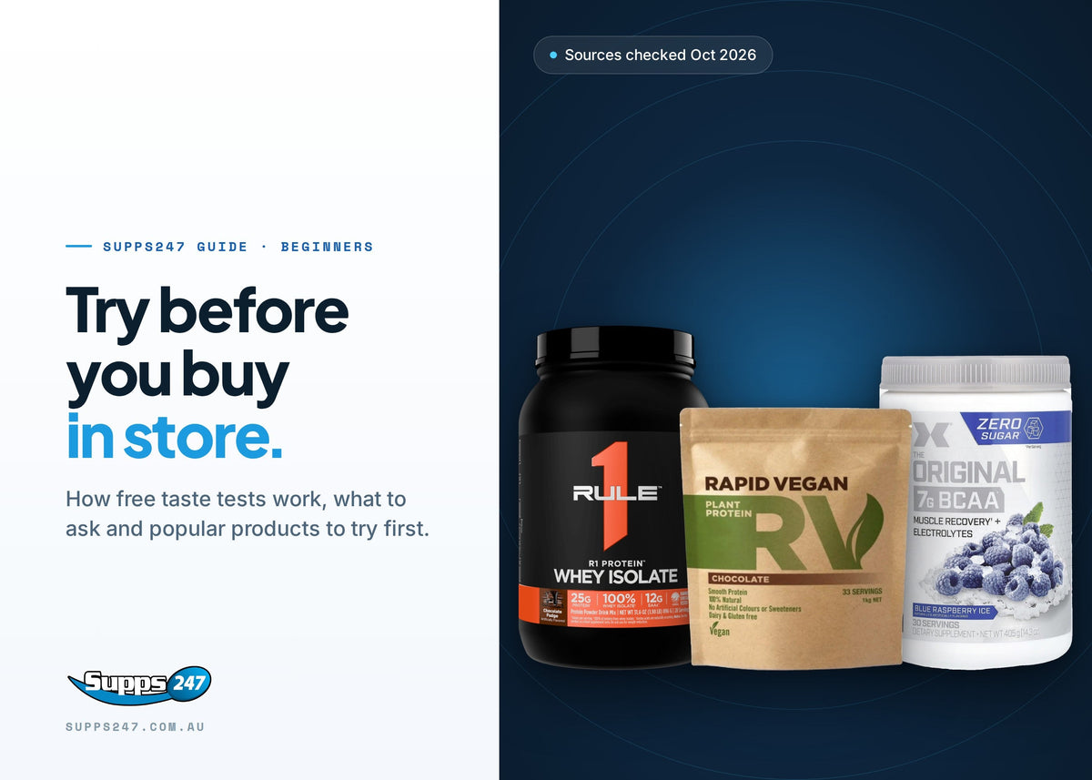 Try Before You Buy: Taste Supplements In Store, Supps247 guide cover