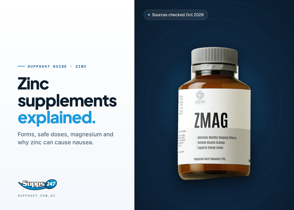 Zinc Supplements: Forms, Safe Doses, Magnesium, Nausea and What the Evidence Says, Supps247 guide cover