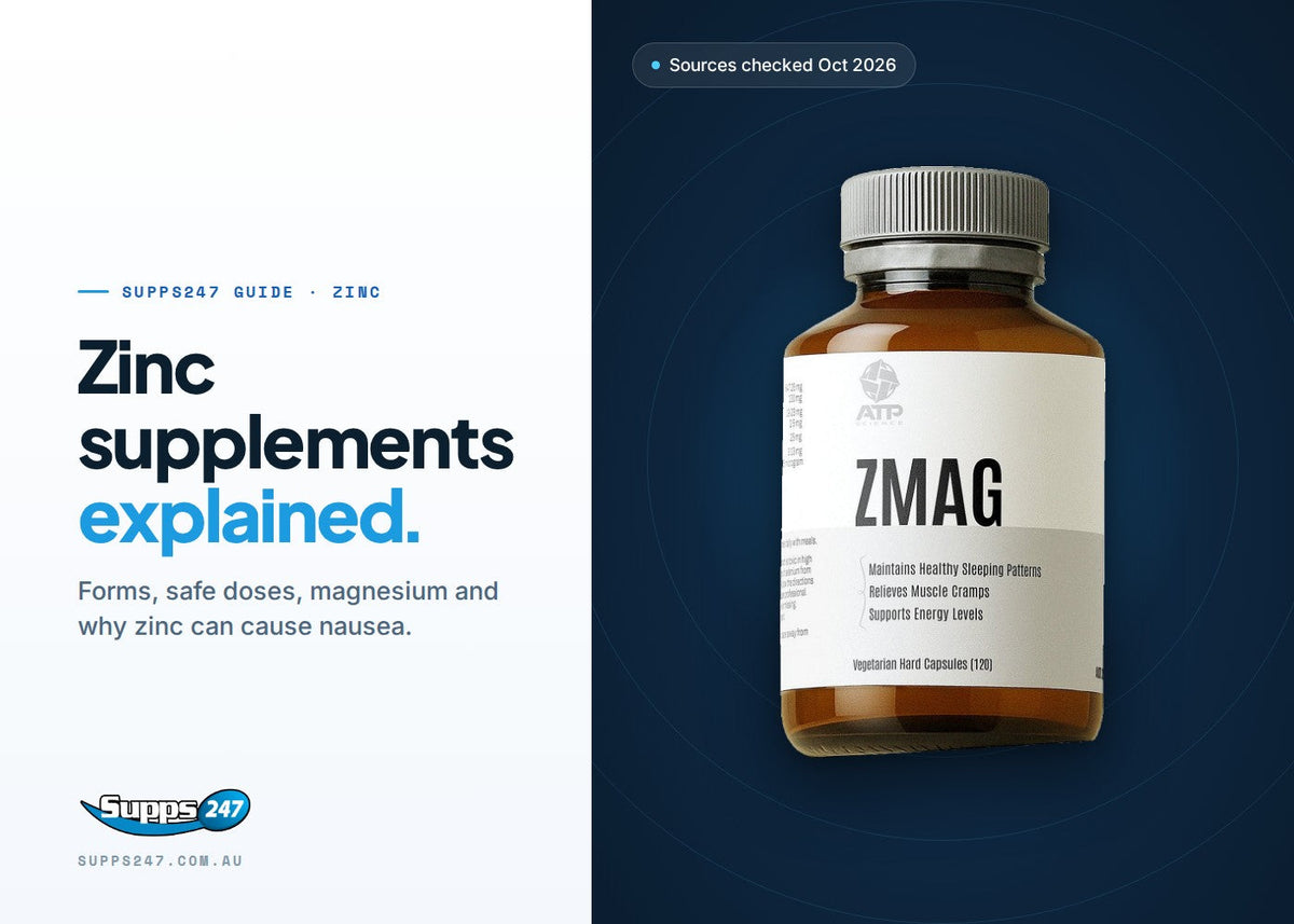 Zinc Supplements: Forms, Safe Doses, Magnesium, Nausea and What the Evidence Says, Supps247 guide cover