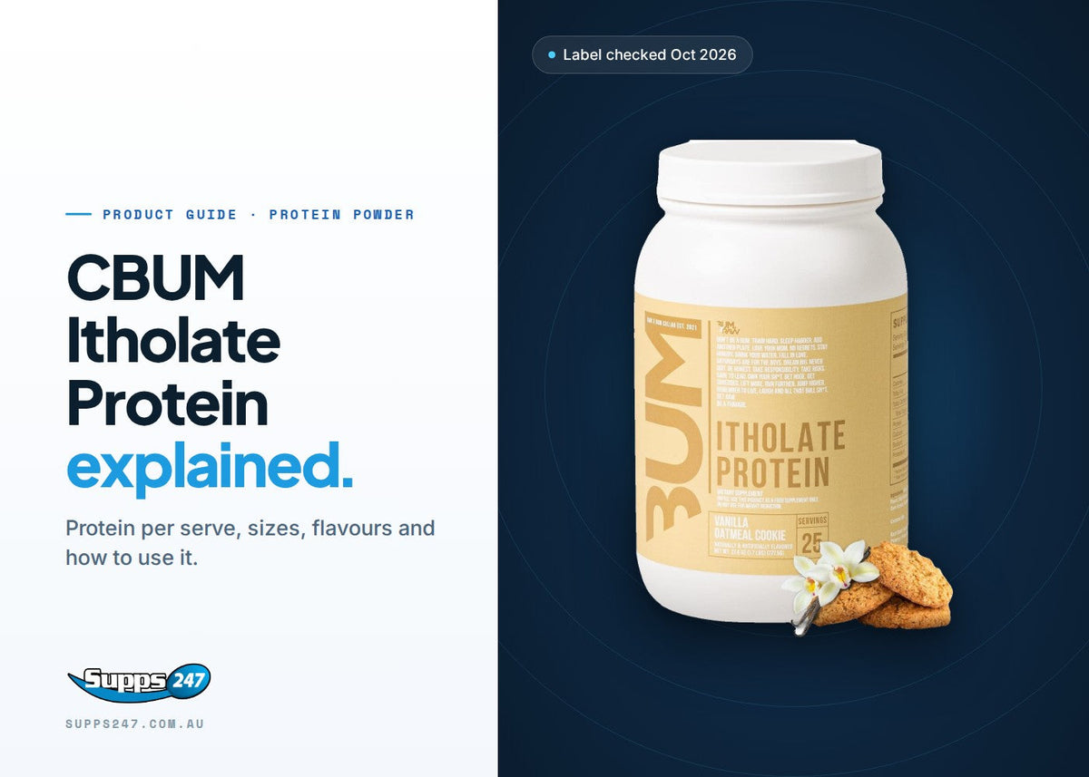 CBUM Itholate Protein tub by Raw Nutrition, guide to protein per scoop, flavours, allergens and how to use it