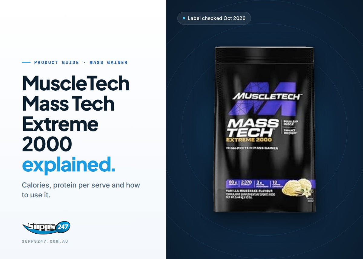 MuscleTech Mass Tech Extreme 2000 bag: protein per serve with water vs skim milk, creatine and directions