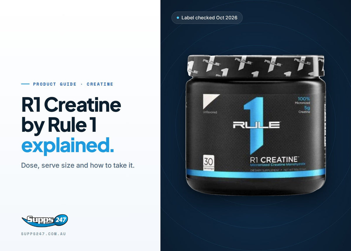 R1 Creatine by Rule 1 30-serve tub: guide to dose, loading, flavours and how to take it