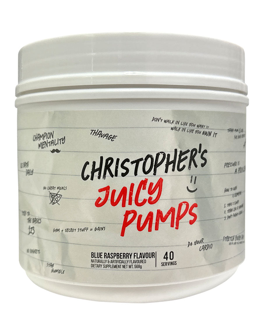 Christopher's Juicy Pumps Pre-Workout – 40 Servings Blue Raspberry