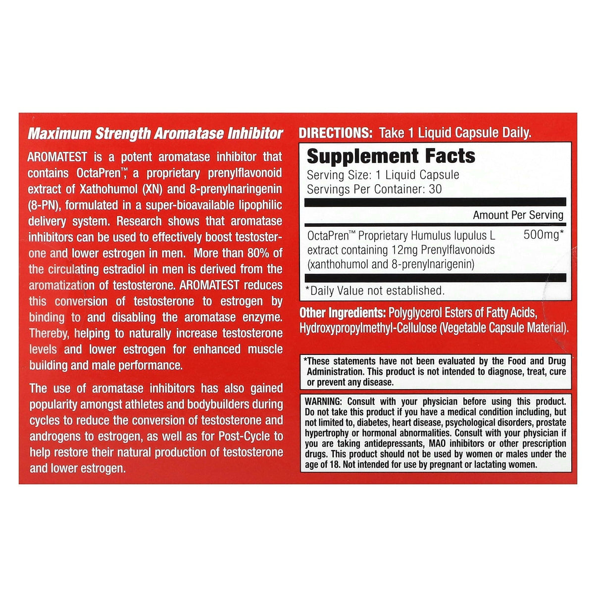MuscleMeds Aromatest, 500 mg, 30 Liquid Capsules General muscle meds  - Image 2