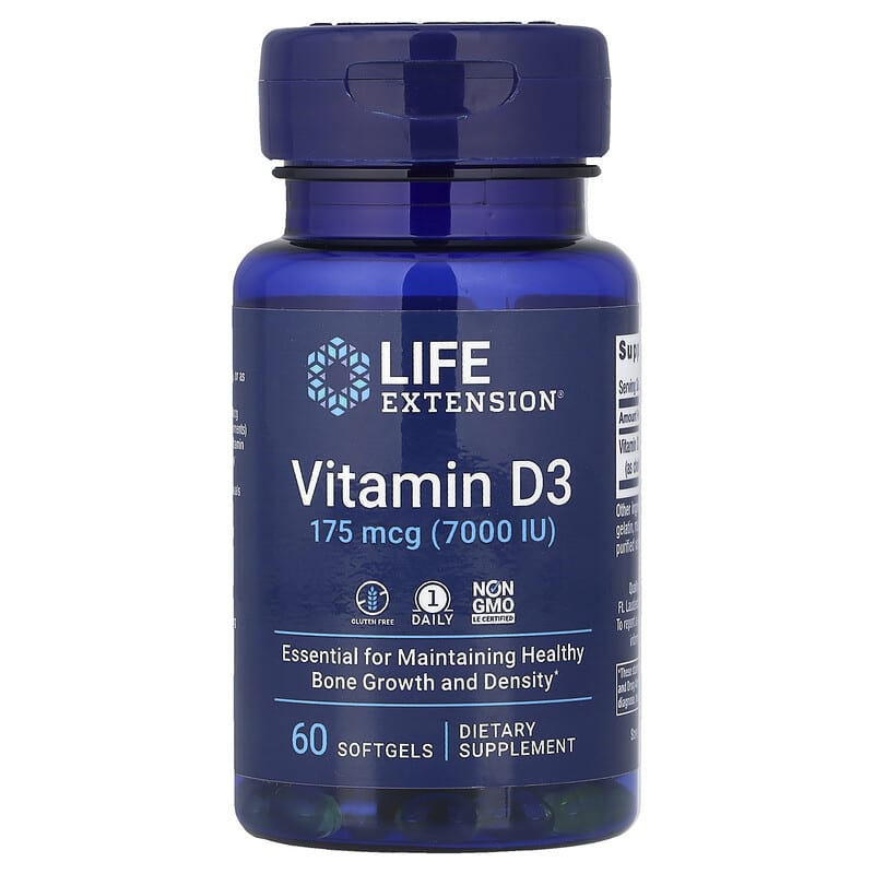 Life Extension, Vitamin D3, 175 mcg (7,000 IU) - Image 1