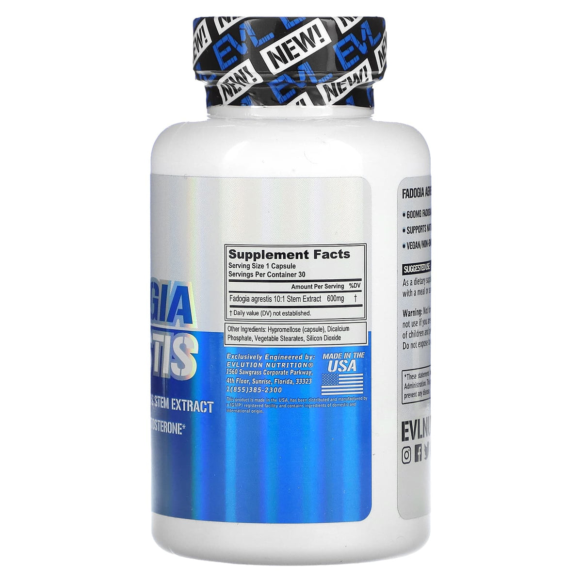 EVL Fadogia Agrestis, 600 mg, 30 Capsules General EVL NUTRITION  - Image 2