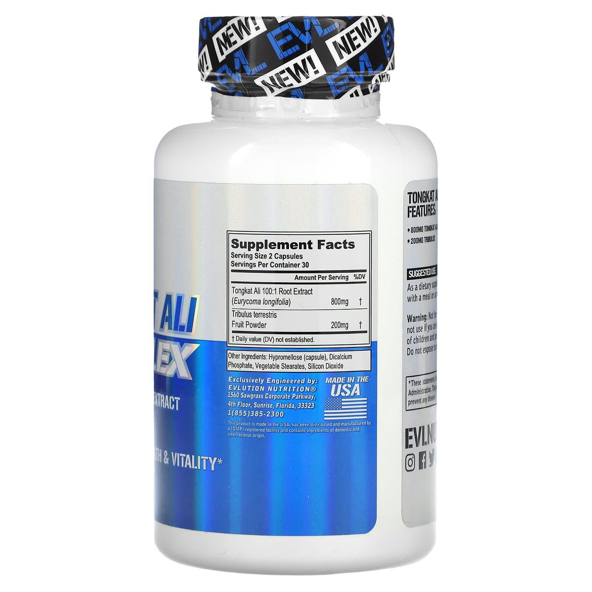 EVL Tongkat Ali Complex, 800 mg, 60 Capsules General EVL NUTRITION  - Image 2