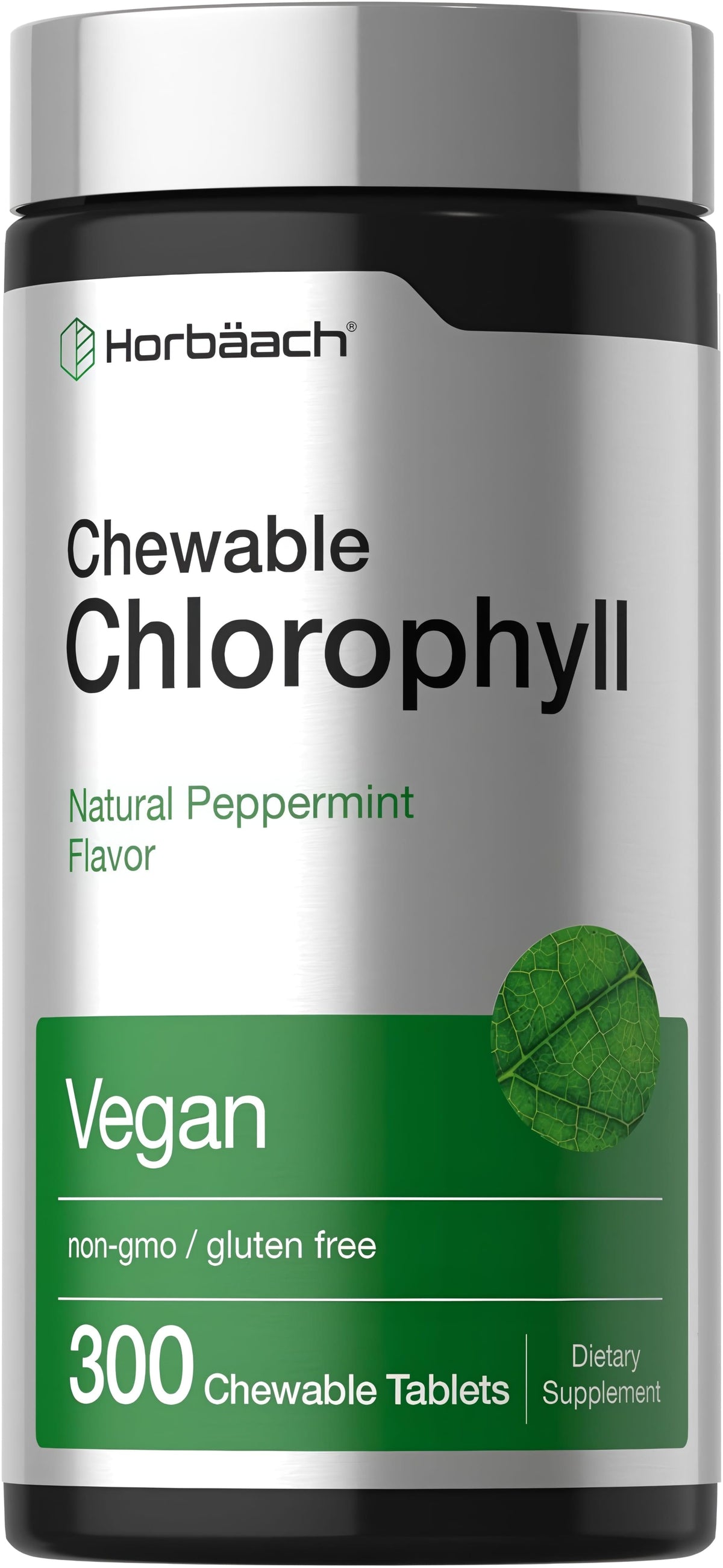 Chlorophyll Tablets | 300 Chewables | Natural Peppermint Flavor by Horbaach - Image 1