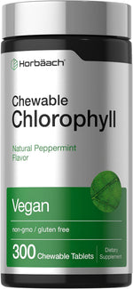 Chlorophyll Tablets | 300 Chewables | Natural Peppermint Flavor by Horbaach